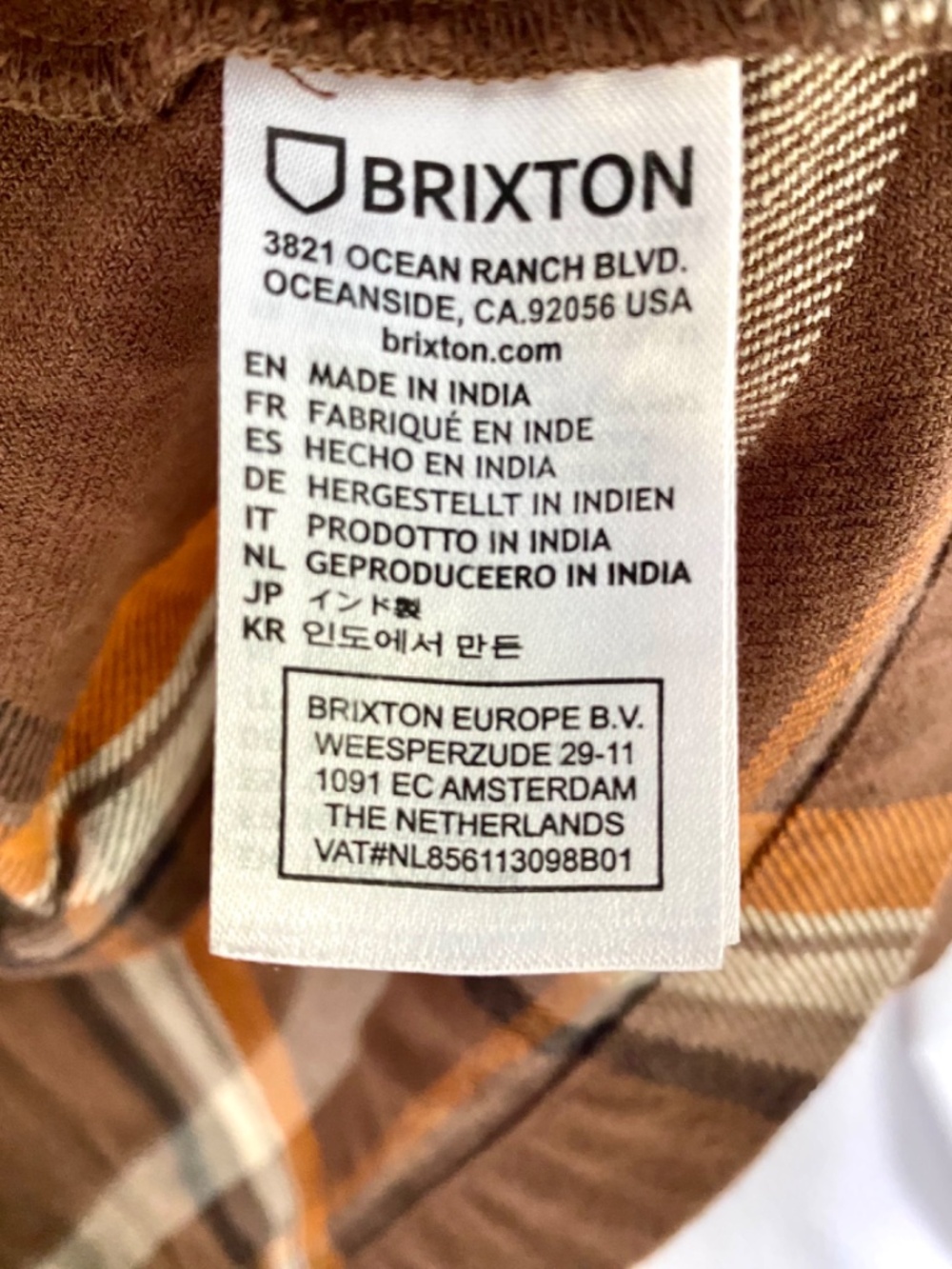 Womens Brixton Bowery Seal Brown Plaid Cropped Flannel Shirt Jacket Sz L - Picture 4 of 6